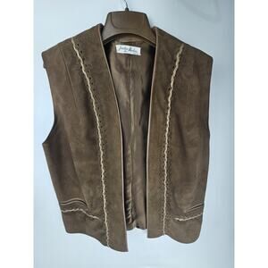 Suede Jardin de Modas Madrid Size M Vest Leather Accents Belt/Tie‎ *See Desc*